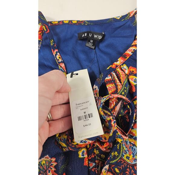 NWT francesca's sz M bright paisley floral mini summer dress comfort casual NEW - Picture 4 of 12